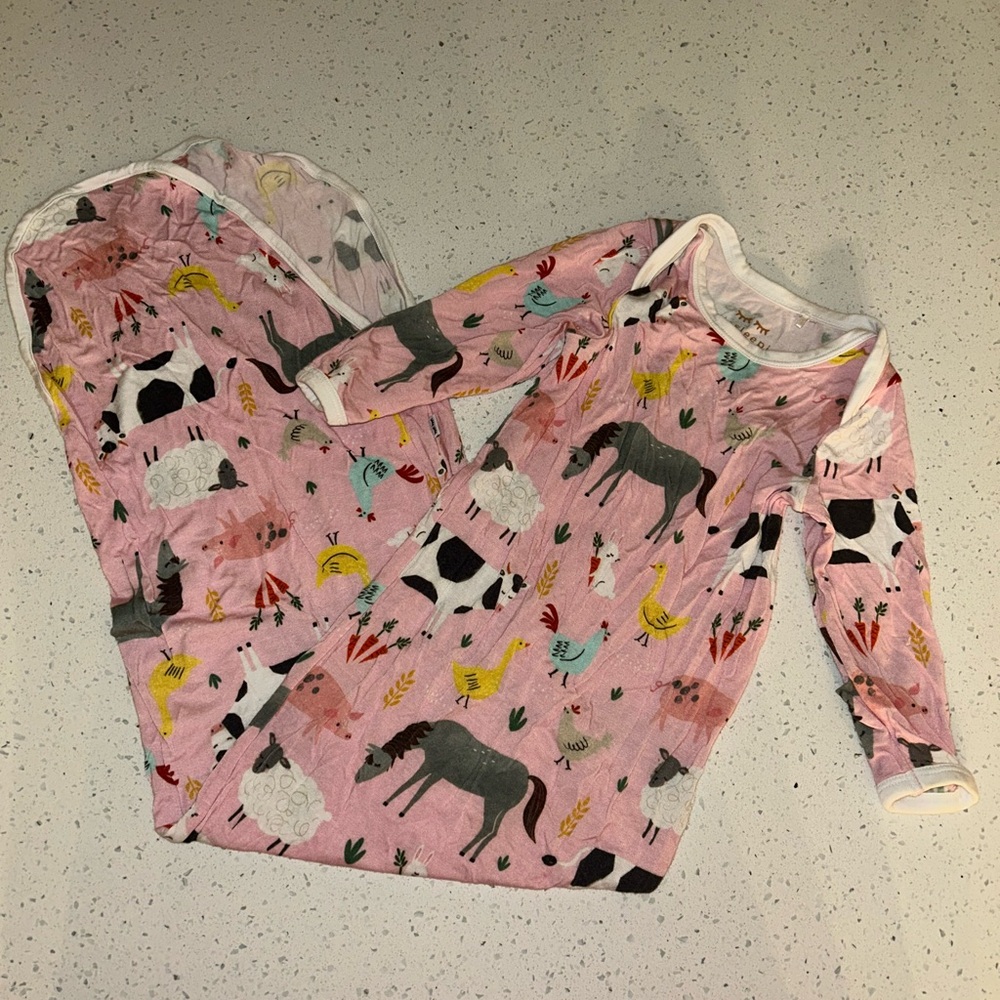 Little Sleepies pink farm animals knotted gown
